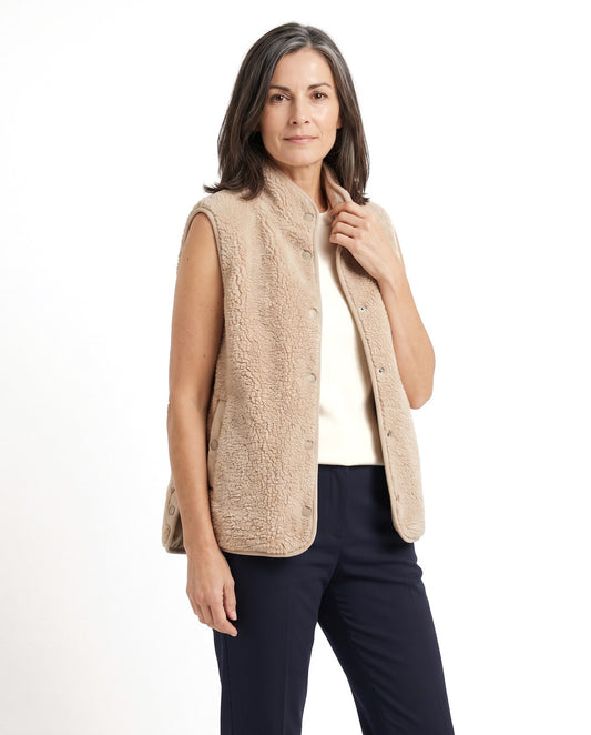 Gilet teddy donna caldo con chiusura a bottoni e imbottitura 1