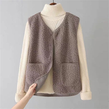 Gilet teddy donna caldo con chiusura a bottoni e imbottitura 3