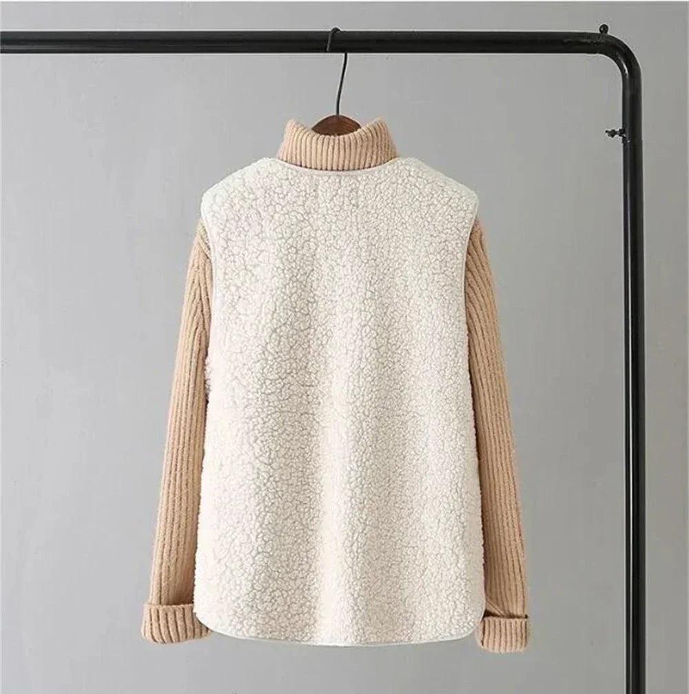 Gilet teddy donna caldo con chiusura a bottoni e imbottitura 4