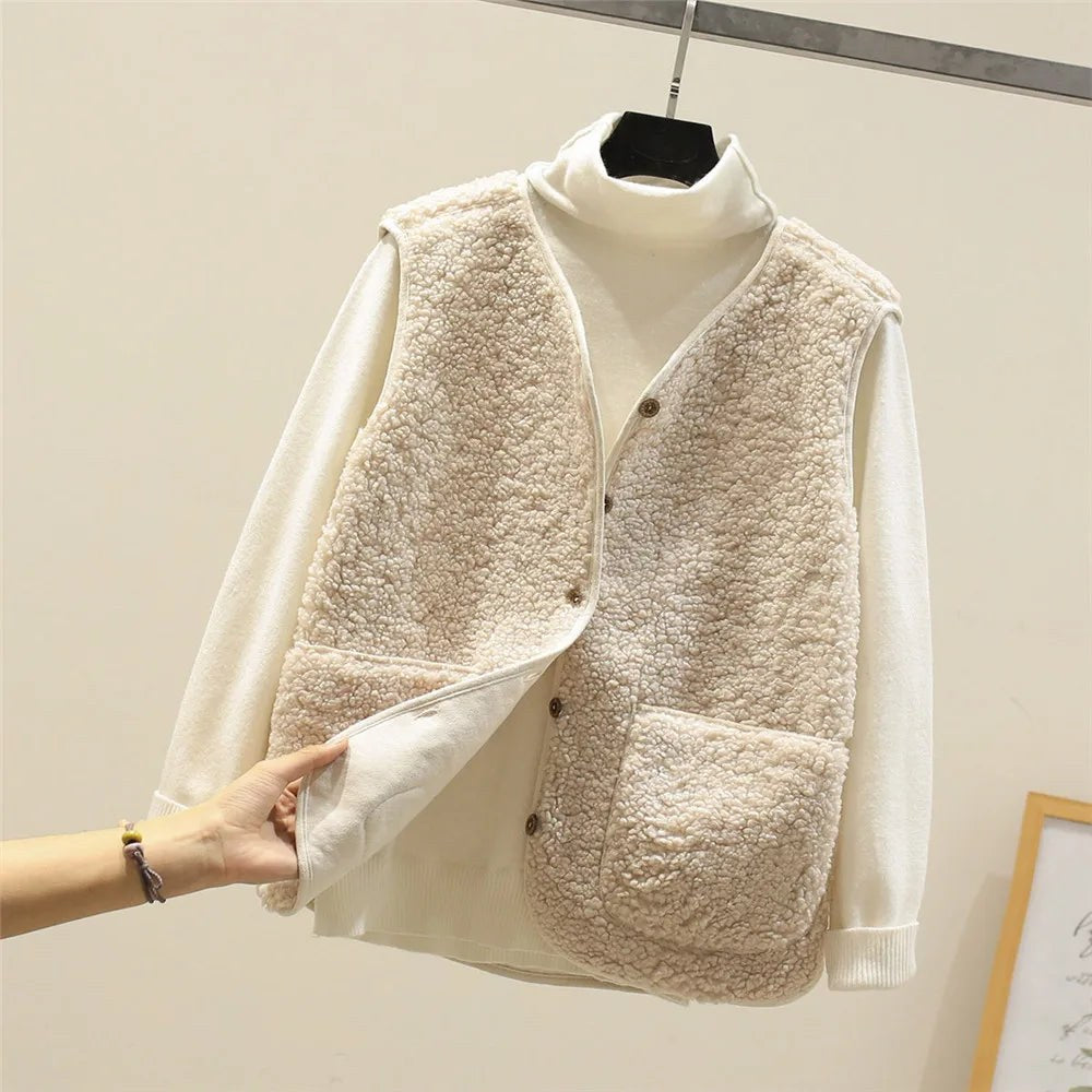 Gilet teddy donna caldo con chiusura a bottoni e imbottitura 6