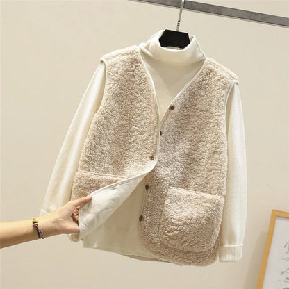 Gilet teddy donna caldo con chiusura a bottoni e imbottitura 6