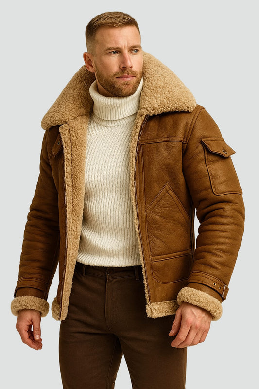 Giubbotto aviatore uomo effetto pelle foderato in sherpa