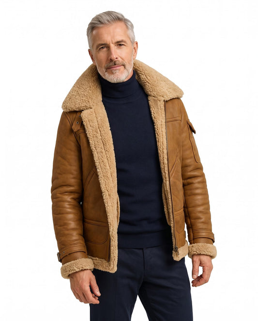 Giubbotto aviatore uomo effetto pelle foderato in sherpa 1