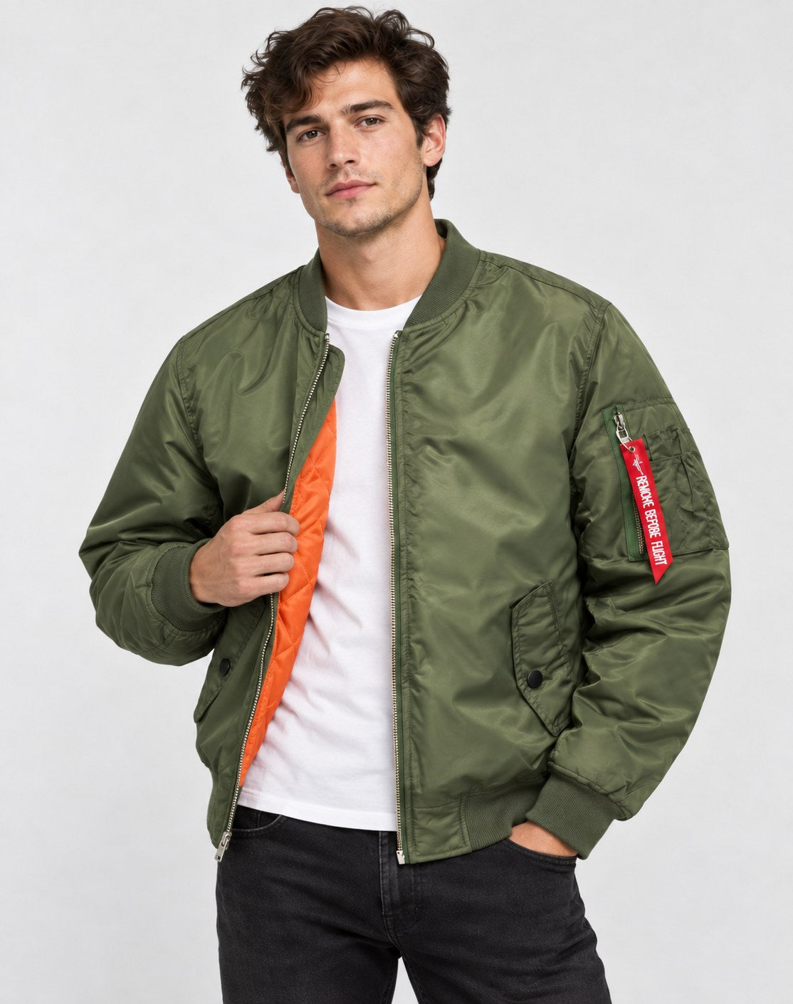 Giubbotto bomber uomo imbottito con zip e polsini elastici 2