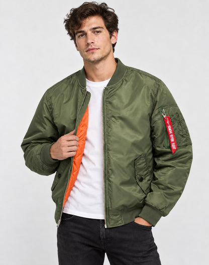 Giubbotto bomber uomo imbottito con zip e polsini elastici 2
