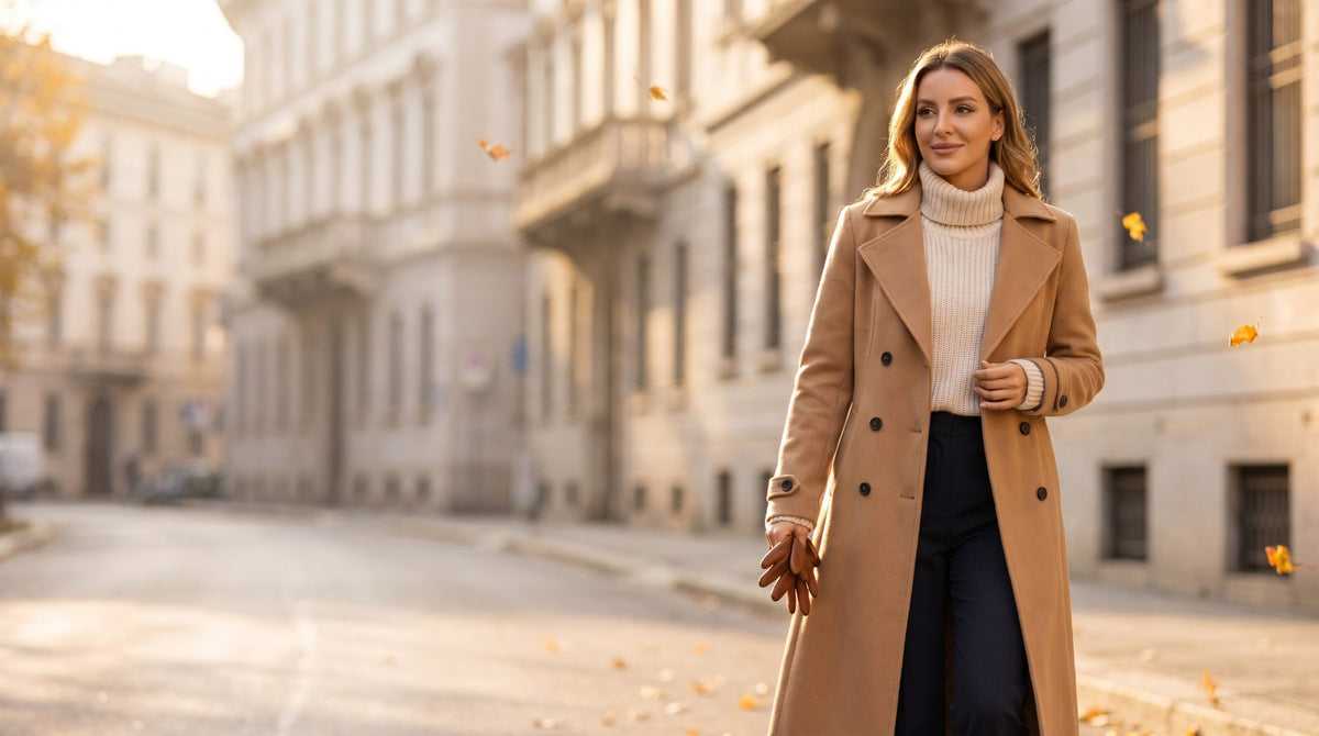Donna in cappotto doppiopetto Faldara a Milano
