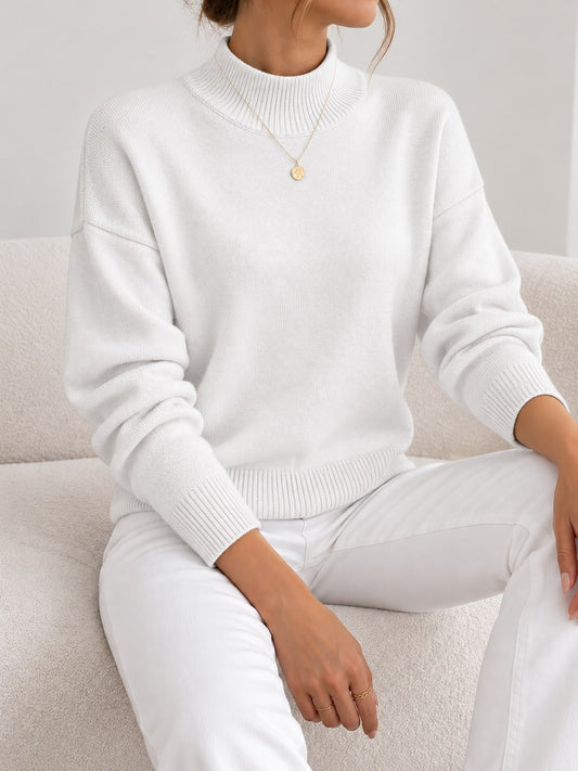 Maglione a collo alto, maglione dolcevita in maglia morbida 1