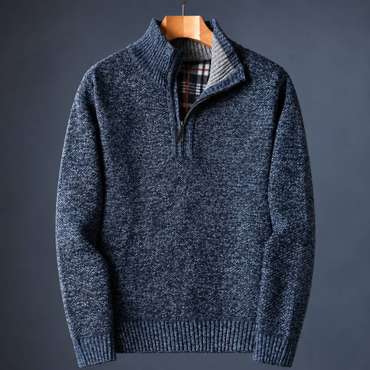 Maglione con zip uomo in maglia, felpa mezza zip 1
