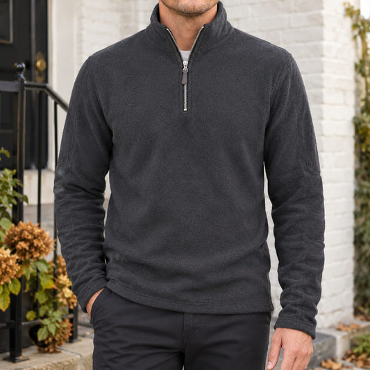 Maglione con zip uomo in pile, felpa mezza zip 1