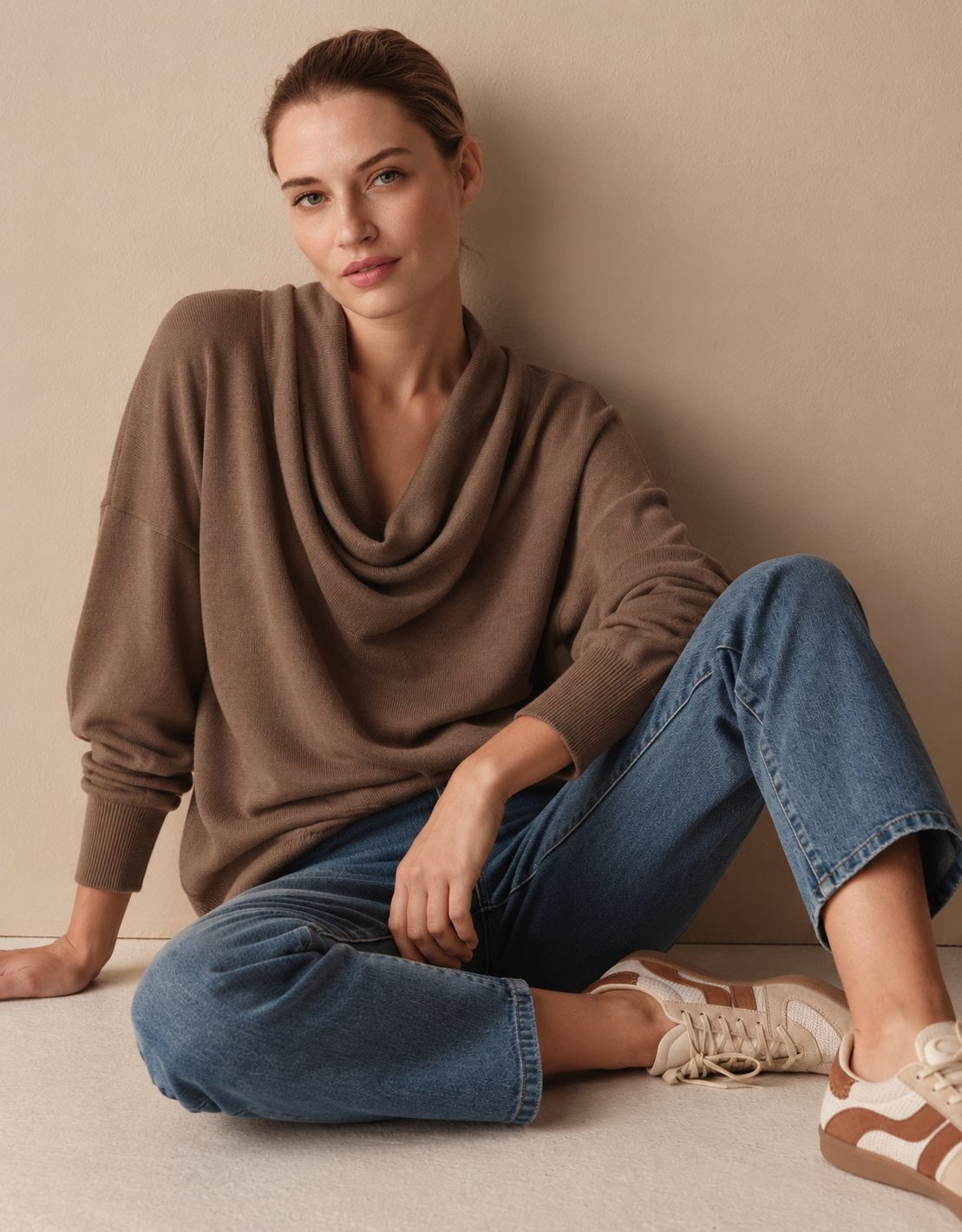 Maglione pullover in maglia con collo ampio donna 3