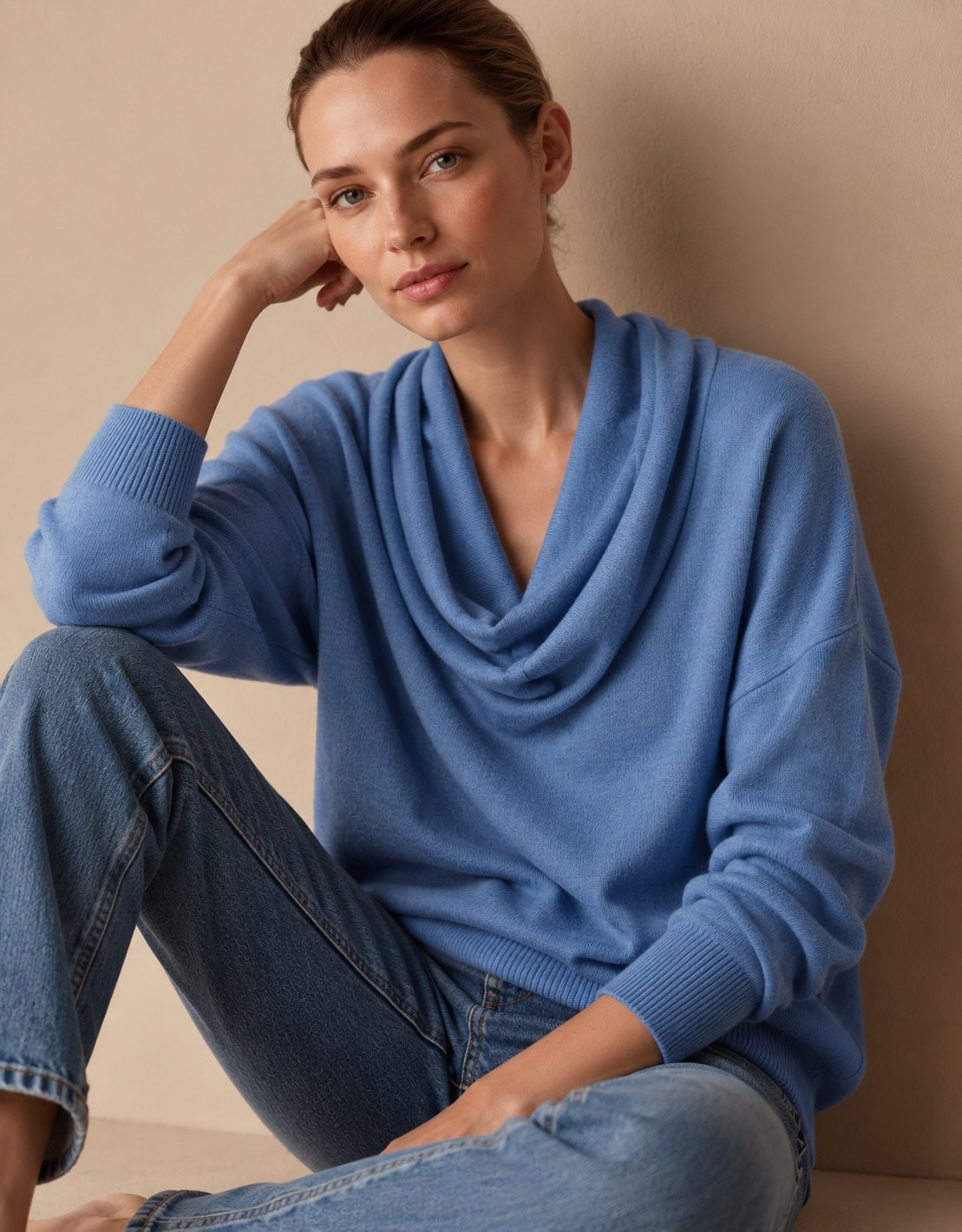 Maglione pullover in maglia con collo ampio donna 4