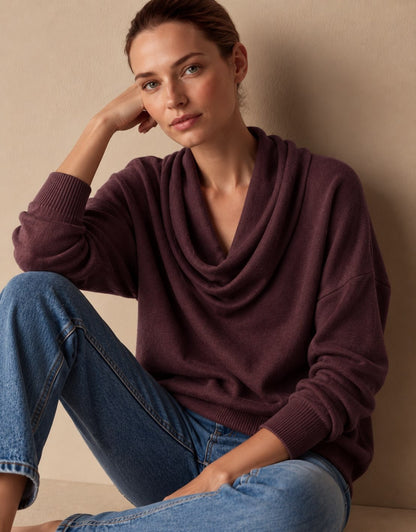 Maglione pullover in maglia con collo ampio donna 5