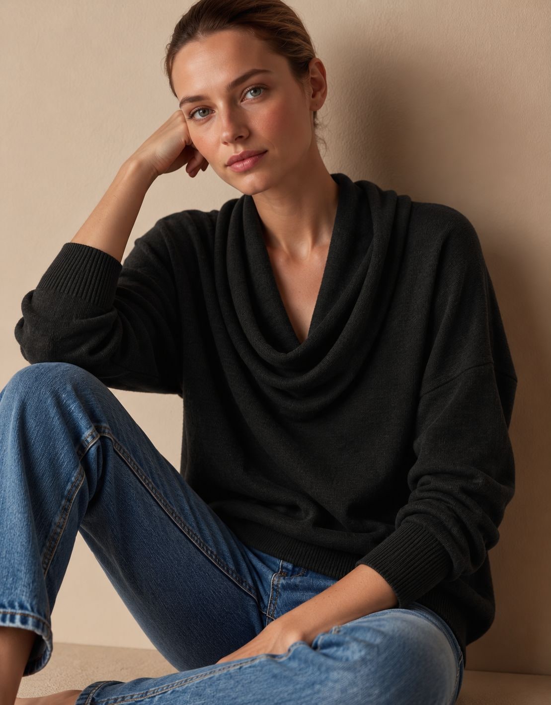 Maglione pullover in maglia con collo ampio donna 7