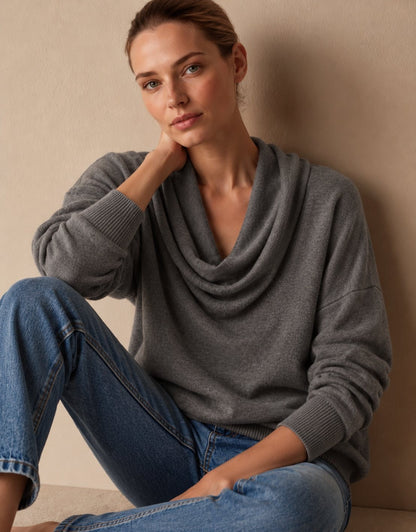 Maglione pullover in maglia con collo ampio donna 8