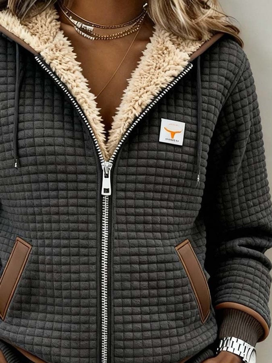 Piumino donna con cappuccio foderato in pile e zip intera 3