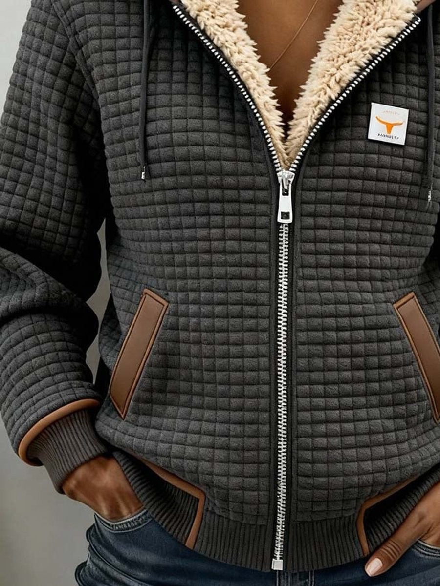 Piumino donna con cappuccio foderato in pile e zip intera 4