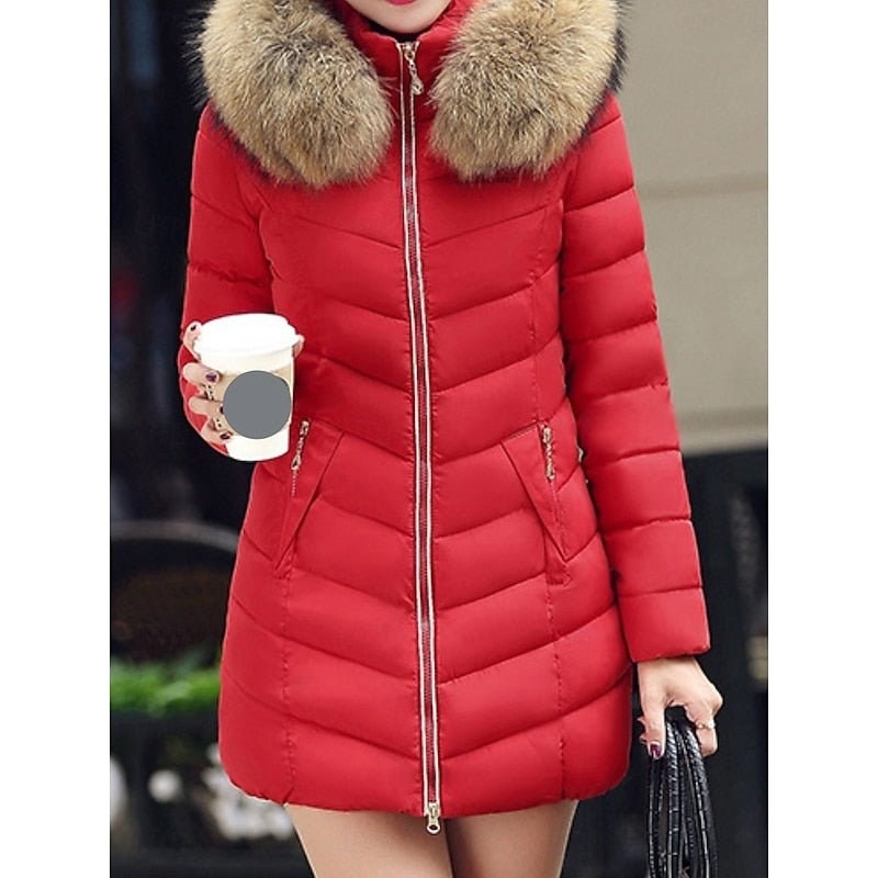 Piumino donna sciancrato con cappuccio e tasche laterali 2