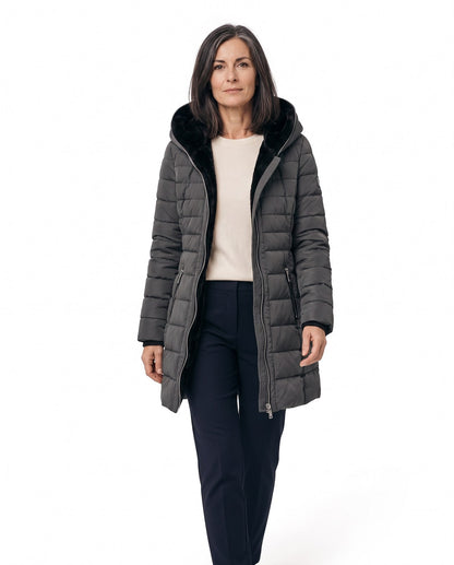 Piumino invernale donna foderato con zip e linea dritta 1