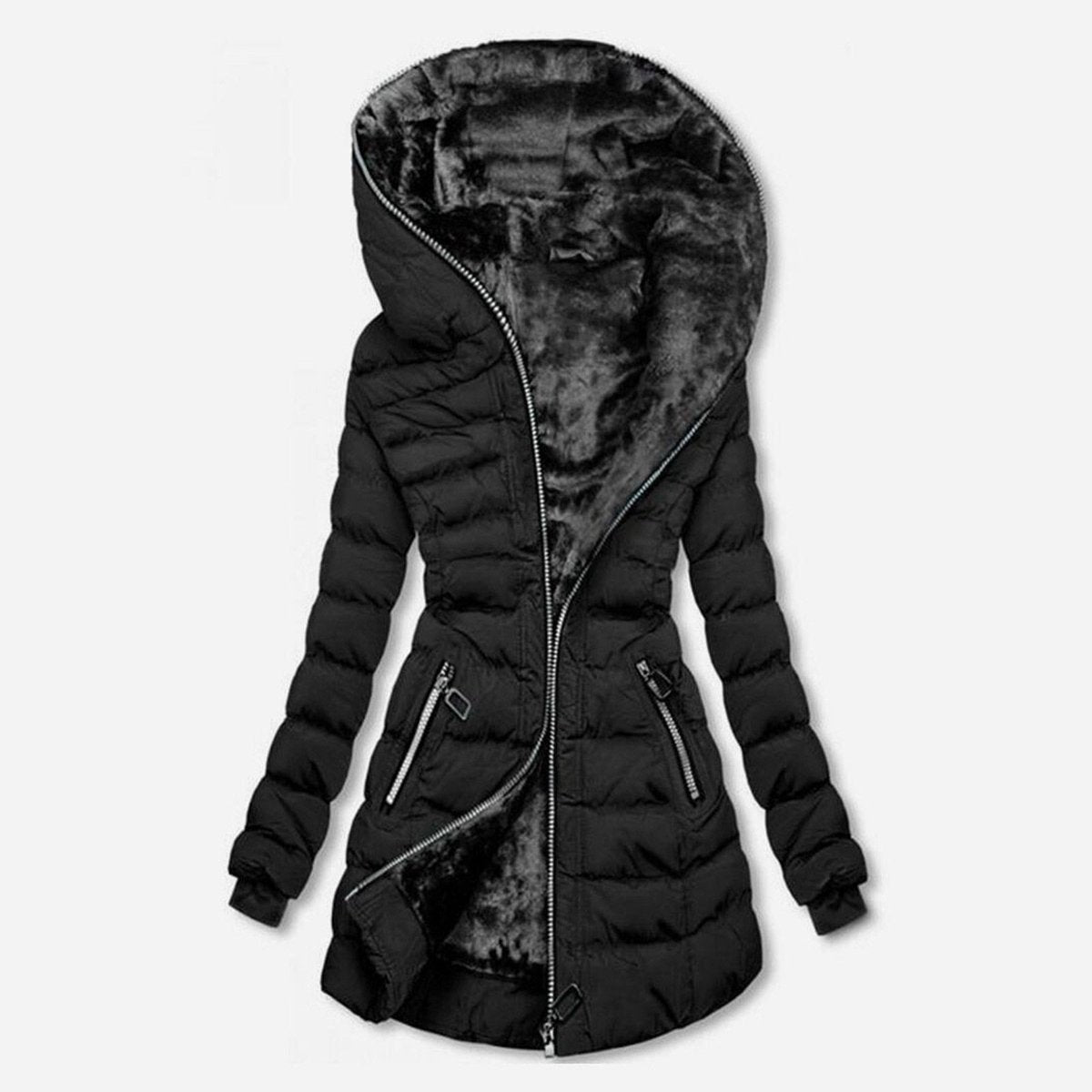 Piumino invernale donna foderato con zip e linea dritta 2