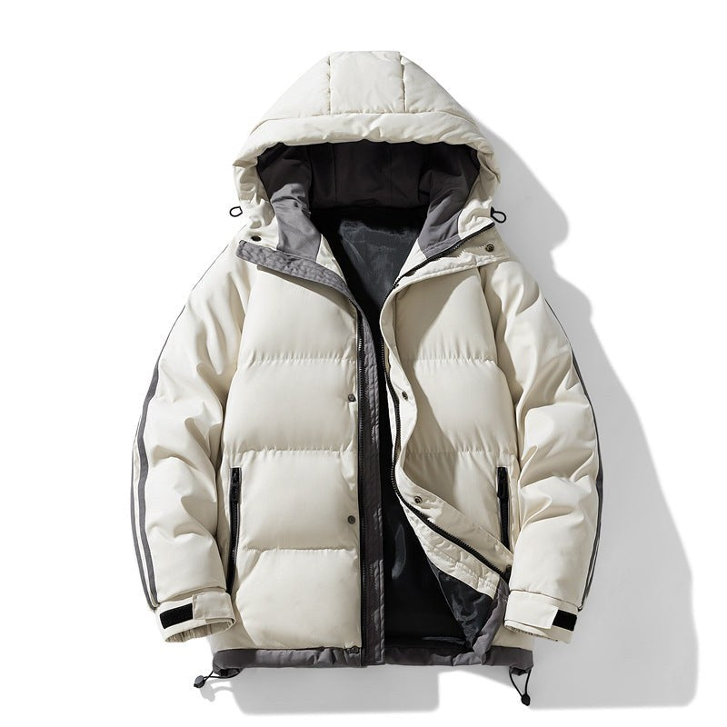 Piumino invernale uomo con cappuccio e bande a contrasto 4