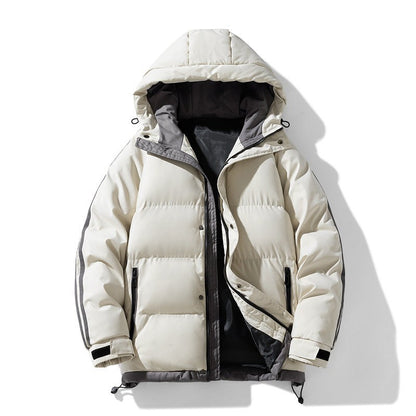Piumino invernale uomo con cappuccio e bande a contrasto 4
