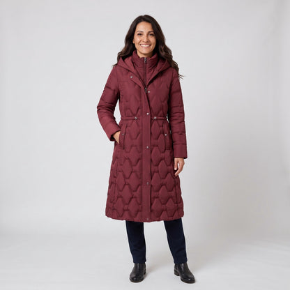 Piumino lungo donna con cappuccio idrorepellente 1
