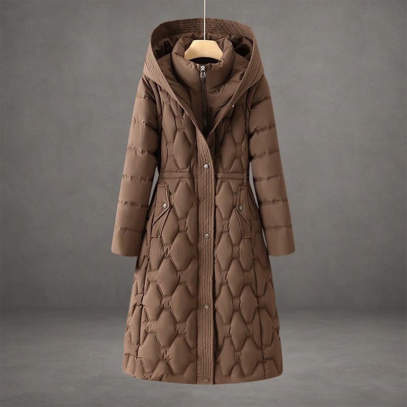 Piumino lungo donna con cappuccio idrorepellente 3