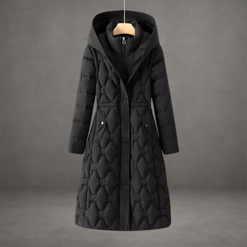 Piumino lungo donna con cappuccio idrorepellente 4