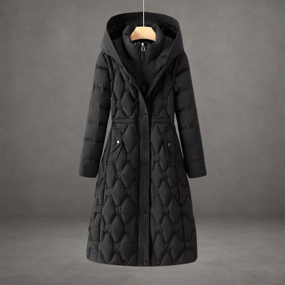 Piumino lungo donna con cappuccio idrorepellente 4