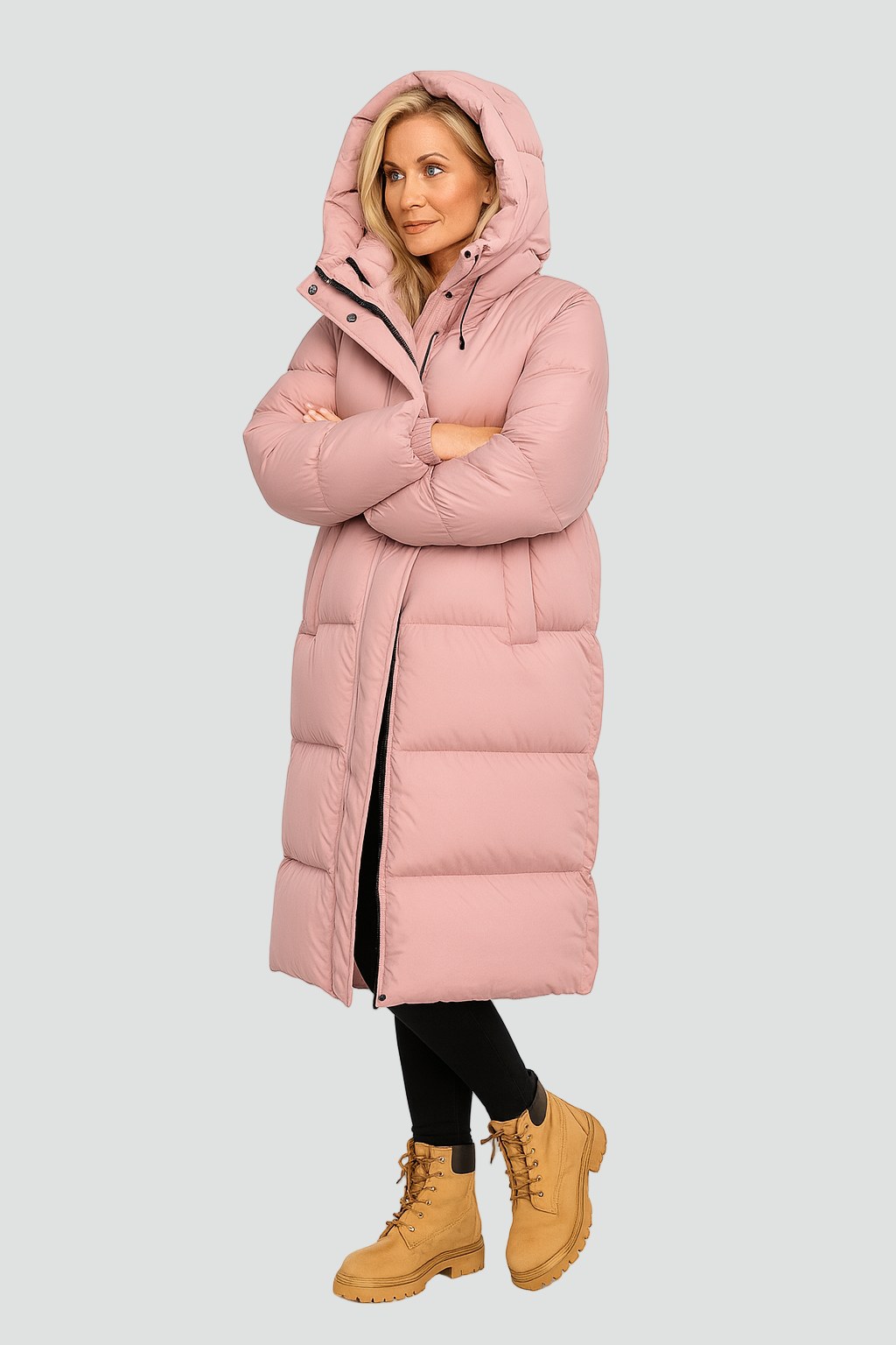 Piumino lungo donna con cappuccio imbottito invernale 2