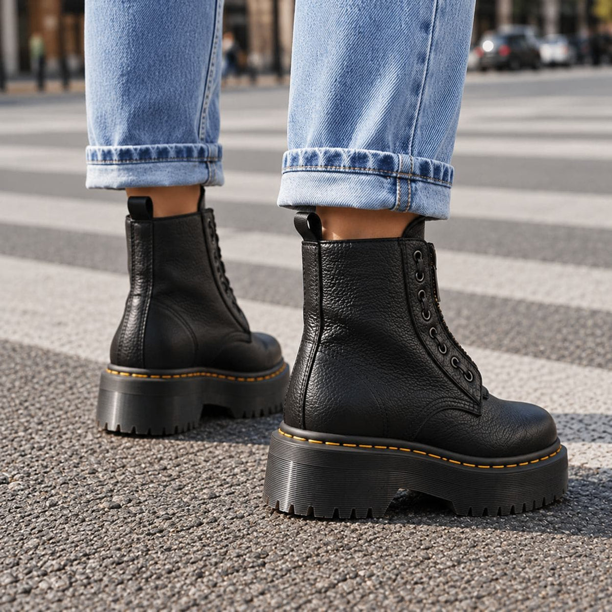 Stivaletti con plateau massiccio e zip frontale donna 6