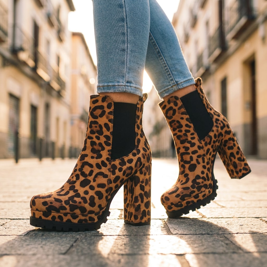 Stivaletti con tacco a blocco in finto camoscio donna 4