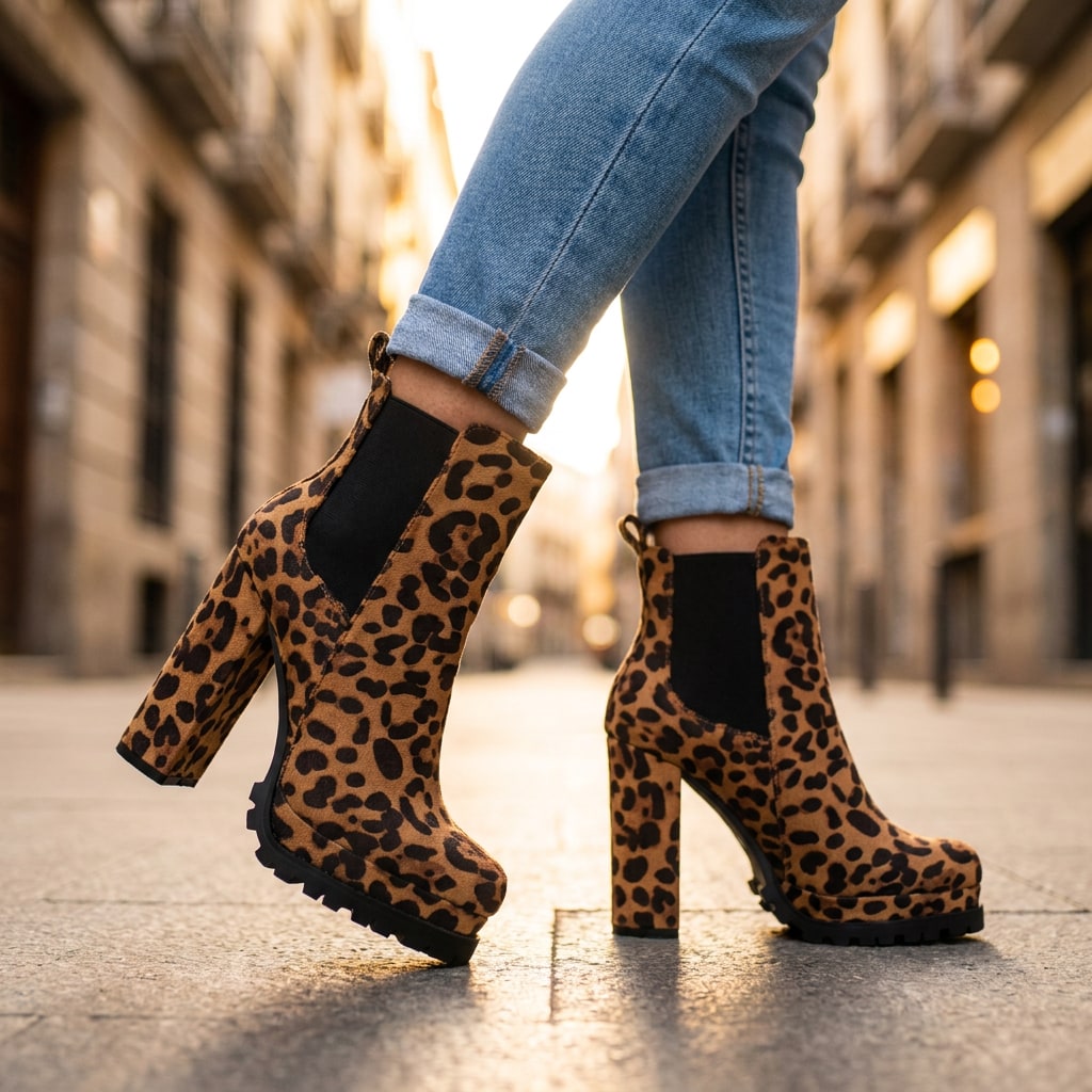 Stivaletti con tacco a blocco in finto camoscio donna 5