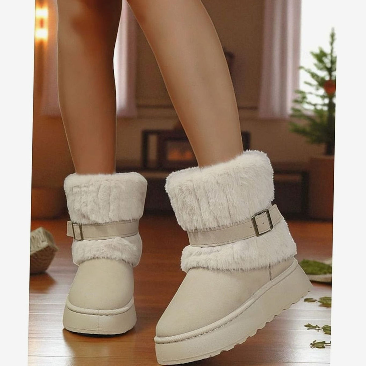 Stivali da neve slip-on con bordo in pelliccia sintetica donna 7