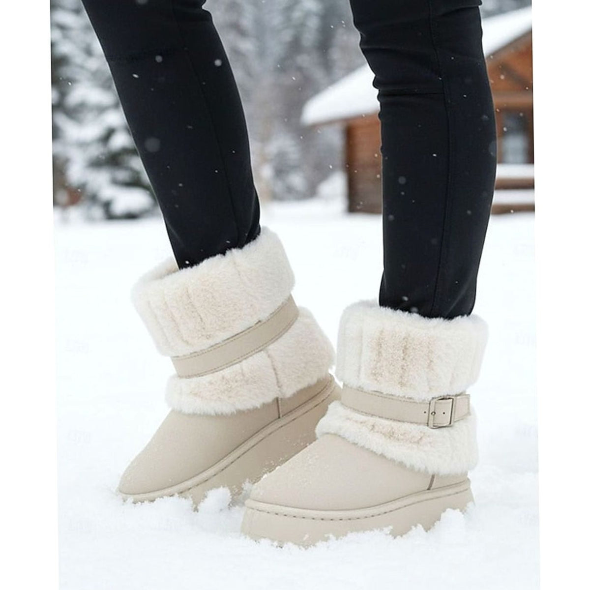 Stivali da neve slip-on con bordo in pelliccia sintetica donna 9