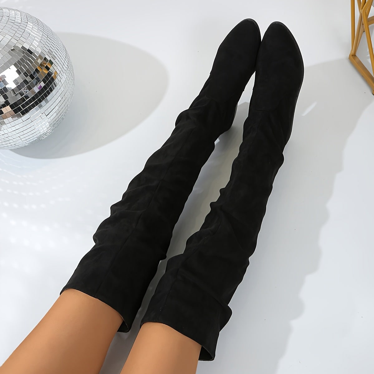Stivali overknee slip-on con tacco a blocco donna 3