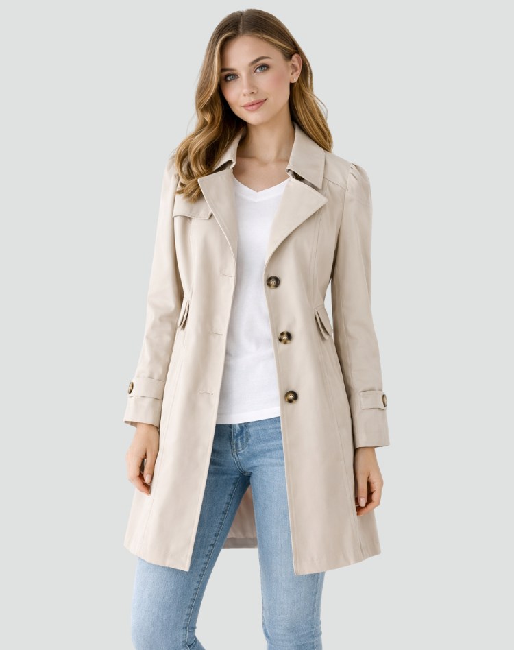 Trench donna slim fit leggero con revers e tasche laterali 5