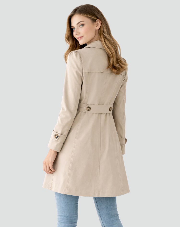 Trench donna slim fit leggero con revers e tasche laterali 2