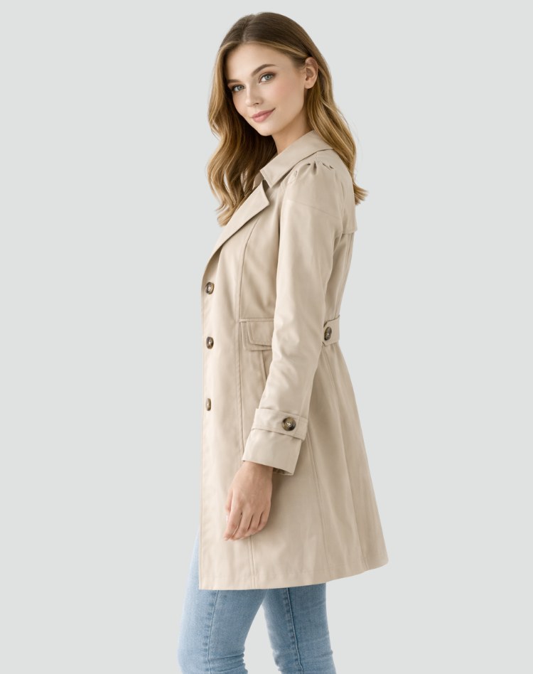 Trench donna slim fit leggero con revers e tasche laterali 3