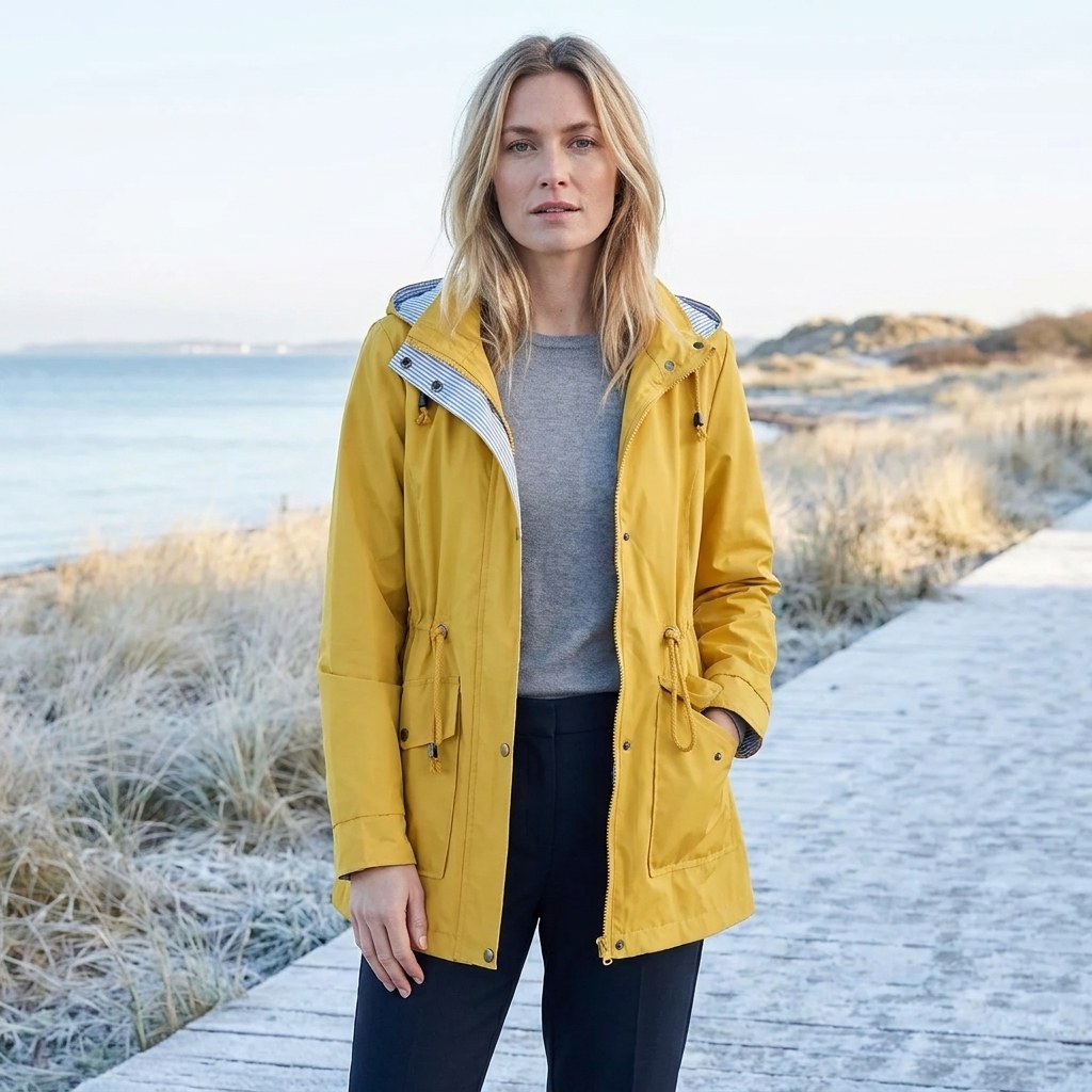 Trench invernale donna impermeabile con cappuccio e coulisse 6
