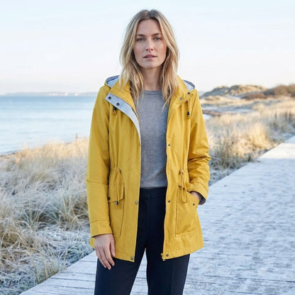 Trench invernale donna impermeabile con cappuccio e coulisse 6