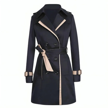 Trench lungo donna antivento con revers per l'inverno 6